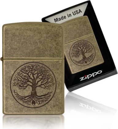 Zippo Tree of Life Pocket Lighter-Antique Brass Finish 29149