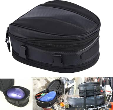 Mochila de motocicleta à prova d 'água Mochila de sela Motocicleta Mochila à prova d'água Bolsas de bagagem expansível Mochila PU 7,5L-10L Capacidade para ajuste universal