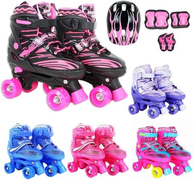 Patins Infantil Roller 4 Rodas Ajustável + Proteção