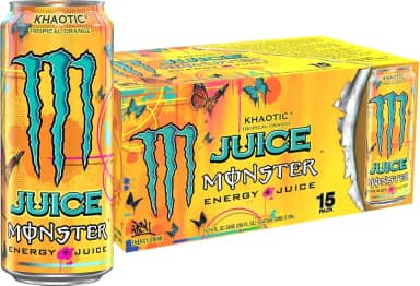 Monster Energy Juice Monster Khaotic Tropical Orange, Energy + Juice, Energy Drink, 473 ml (pacote com 15)