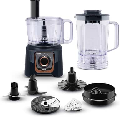Multiprocessador Arno Multichef 700W MP72, com 24 Funções, Preto, 7 Acessórios, 2 Velocidades, Liquidificador 3,1L e Espremedor de Frutas, 110V