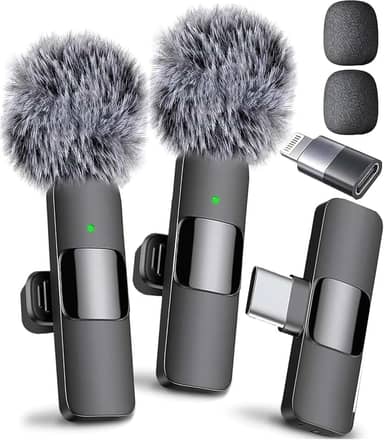 Microfone sem fio Mini Mic Pro para iPhone, iPad, Android, microfone de lapela para gravação de vídeo, 2 unidades de microfones, gravação cristalina com USB-C para podcast, ASMR