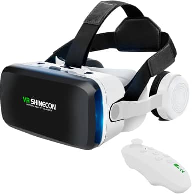 Óculos VR Realidade Virtual 3D com Fone de Ouvido Integrado e Controle Bluetooth Sem Fio