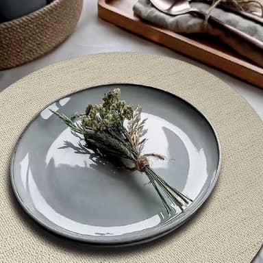 4 Jogo Americano Redondo Juta Areia - Impermeável Pvc