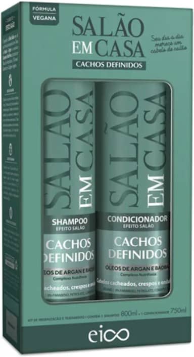 Eico Kit Salão em Casa Cachos Definidos Shampoo 800ml + Condicionador 750ml