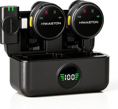 Microfone Lapela Duplo Sem fio – Redução de Ruído, Case Carregador, Tipo C compatível com Android/Iphone 15/16/17, kit com 2 microfones, com display, Ideal para Vlog, Live, Entrevista, YouTube.