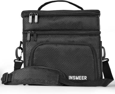 INSMEER Bolsa Termica Lancheira 16Litros - Dupla Camada - À Prova De Vazamentos - Bolsa Termica Impermeável com Alça De Ombro - Unisex (Homem/Feminino) - para Trabalho, Escola, Uso Externo (Preto)