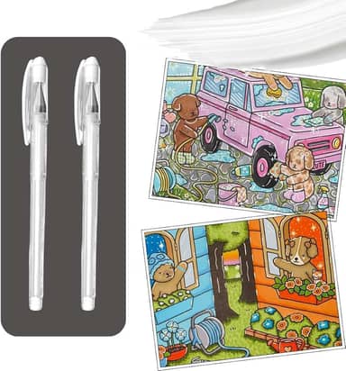 Caneta Gel Branca 0.6mm Kit 2 Unidades Colorir Iluminar Desenho Pintura Traço Fino