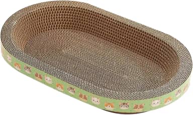 Generic Arranhador oval para gatos, almofada para arranhar, sofá respirável, descanso para brincar, papelão ondulado, brinquedo de treinamento, 53cmx37cm
