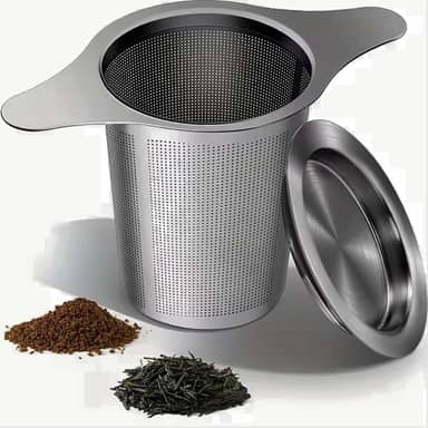 Infusor de Chá de Aço Inoxidável Tipo Cesta com Tampa