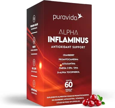 Puravida Vitaminas e Antioxidantes Alpha Inflaminus Ômega 3 60 Cápsulas
