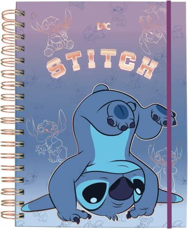 DAC - Caderno Smart Universitário com 80 folhas Reposicionáveis (90g) Stitch - Fechamento em Elástico