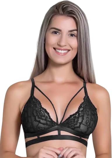 Sutiã Feminino Strappy Atraente Sensual Detalhe Em Tiras Com Bojo