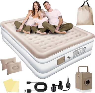 Colchão Inflável de ar Queen Double High, 2025 NEW Actualizar a Qualidade, com Bomba Rápida Inflação/Deflação, Terno Comfort, Camping, Viagem, Portátil Impermeável