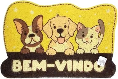 Tapete Capacho Cachorro, Bichinhos 38x58cm - Entrada Divertida e Limpa!