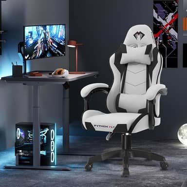 Cadeira Gamer Python Fly em tecido, respirável e ecológica, ângulo ajustável (Cinza Claro)