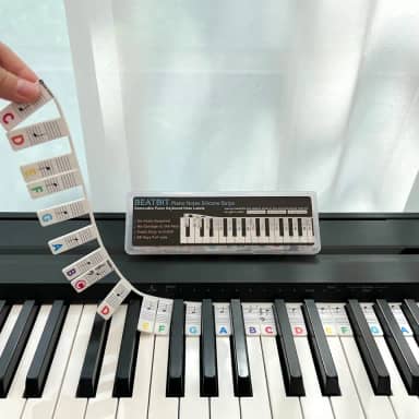 Guia de notas de piano para iniciantes, etiquetas removíveis de notas de teclado de piano para aprendizagem, tamanho completo de 88 teclas, feito de silicone, sem necessidade de adesivos,