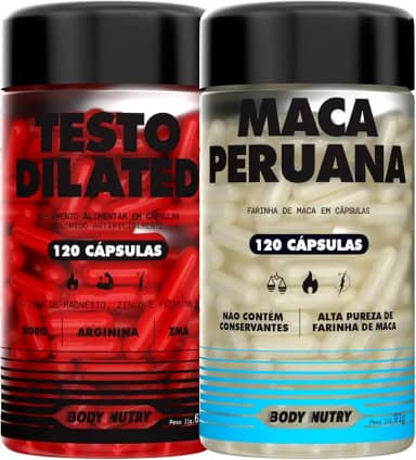 Kit Maca Peruana 2500mg 120 Capsulas Sem Gluten + Testo Dilated 120 Capsulas Vitaminas e minerais com Boro