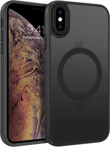BENTOBEN Capa para iPhone X/Xs [compatível com Magsafe] Capa protetora magnética fosca translúcida para iPhone X/Xs fina à prova de choque para mulheres e homens 5,8 polegadas 2017/2018, preta