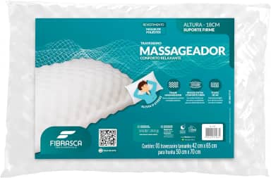 Travesseiro Ortopédico Massageador Suporte Médio Alivio do Stress Fibrasca 50x70 Branco