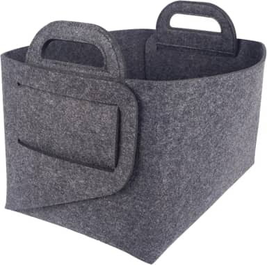 Cesta de armazenamento de feltro, cesta de feltro dobrável para mesa, caixa de armazenamento aberta, cesto de roupa suja com alças, caixa organizadora de cosméticos para lanches, armário, escritório