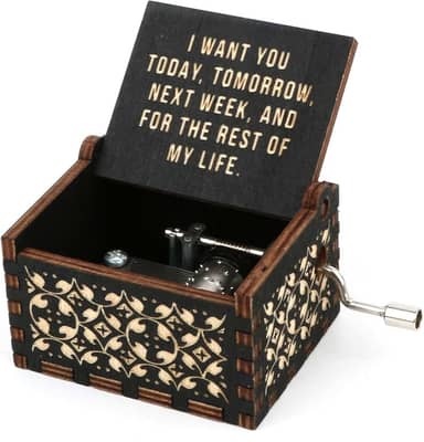 Caixa musical com manivela gravada, mecanismo antigo, vintage, presente personalizável para marido para esposa linda no aniversário, Natal, Ação de Graças, presente de casal para o dia dos namorados