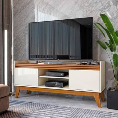 VIA NOSSA - Rack para Tv até 50 Polegadas 2 Portas Ripado Astúrias 136cm