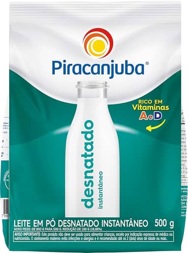 Leite em Pó Desnatado Instantâneo Piracanjuba Pouch 500g