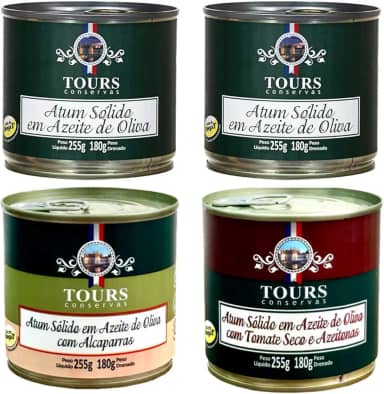 Atum em Lata Sólido Tours em Azeite, Tomate Seco e Alcaparras - 4 Un. - 255g cada