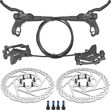 Conjunto de freio a disco MT200, kit de freio a disco hidráulico com rotores de 160 mm, dianteiro esquerdo 850 mm e traseiro direito 1450 mm, kit de freio hidráulico de pistão duplo de liga de