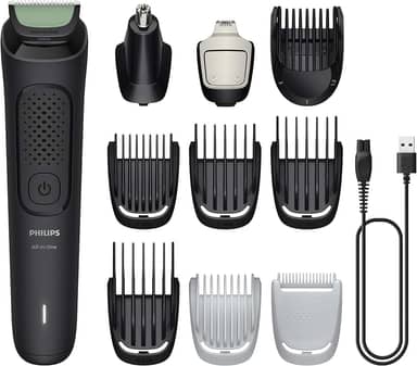 Philips Multigroom Aparador de Pelos 10 em 1 3000 Series, Barbeador elétrico e Aparador para Rosto, Cabeça e Corpo, Lâminas Autoafiáveis para a Pele, 10 Configurações de Comprimento, Modelo MG3931/15