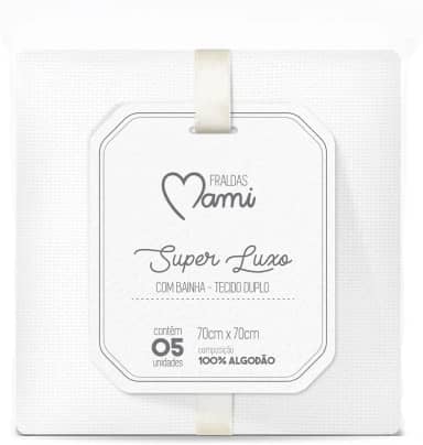 Papi Textil Fralda Super Luxo Mami C/ Bainha Branca 70Cm X 70Cm Contem 05 Un