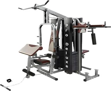 Multi Estação Pro Deluxe 204Kg Anilhas WCT Fitness Musculação Completa Treino Peito Perna Costa Supino Máquina Voador Barra Pulley Cadeira Extensora Banco Scott Legg Press Abdominal Paralela