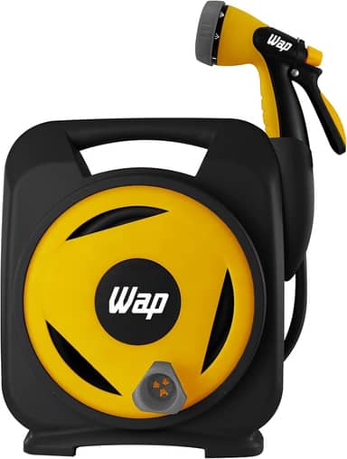 WAP Mangueira para Jardim com Enrolador e Esguicho Multiplo GMEEM01, 12 Metros, Engates Rápido 1/2"