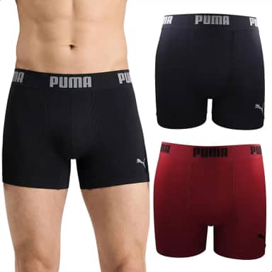 Kit 2 Cuecas Boxer Puma Toque Gelado Poliamida Sem Costura Dry Fit Sport Cós 40mm Masculina, 1 Preto - 1 Bordô, G