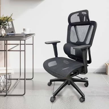Cadeira de escritório Python Fly malha ergonômica - apoio da lombar ajustável, assento com fluxo de ar, apoios de braços 3D, capacidade de 150 kg
