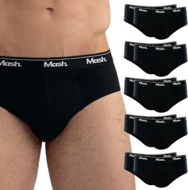 Kit 10 Cuecas Slip Algodão Cotton Hipoalergênica Masculino Mash