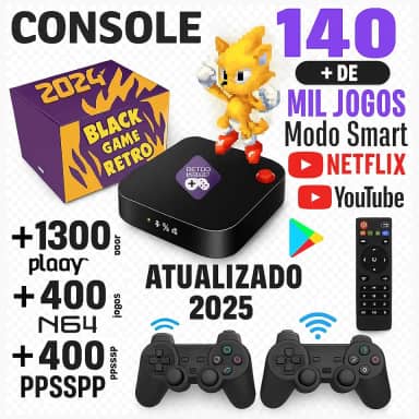 Video Game Retro Elite 140 Mil jogos 128GB + 2 controles Sem Fio