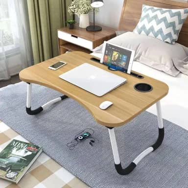 Mesa Portátil para Notebook Suporte para Cama e Sofá Dobrável Home Office (Madeira)
