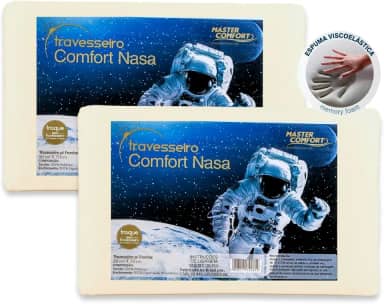 Kit 2 Travesseiros Nasa Dream Viscoelástico Master Comfort Antiácaro Altura 10cm