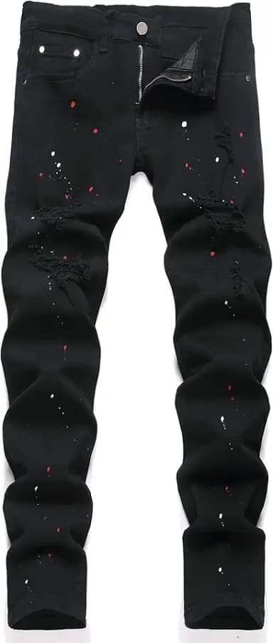 Jeans masculino slim fit stretch rasgado motociclista para homens moda reta conforto calça jeans casual cintura flexível