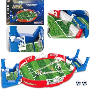 JOGO DE FUTEBOL DE MESA COM LANÇADOR ESTILO PINBALL JOGOS DE TABULEIRO BRINQUEDO INTERATIVO INFANTIL MINI ARENA GOL A GOL PORTÁTIL CRIANÇA BOLA DE DEDO PEBOLIM DIVERSÃO GARANTIDA 38CM