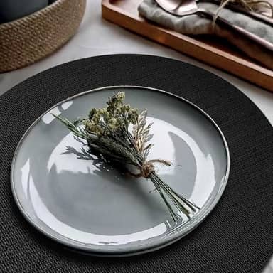 8 Jogo Americano Redondo Juta Preto - Impermeável Pvc