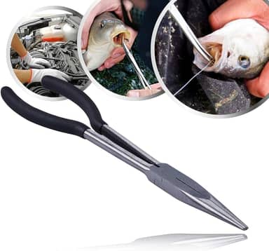 Alicate Extra Longo 11” Pesca Tirar Saca Anzol Garganta Peixe Bico Meia Cana Reto Oficina Mecânica Profissional