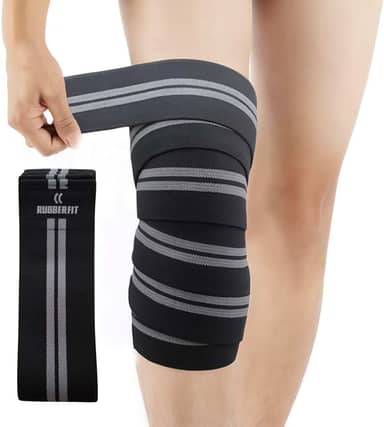 Faixa de Compressão Strap Joelho Agachamento Premium Preta Powerlifting