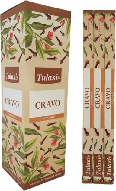 Incenso Indiano Tulasi Cravo - Prosperidade e Fortuna Cx.12un.8v.