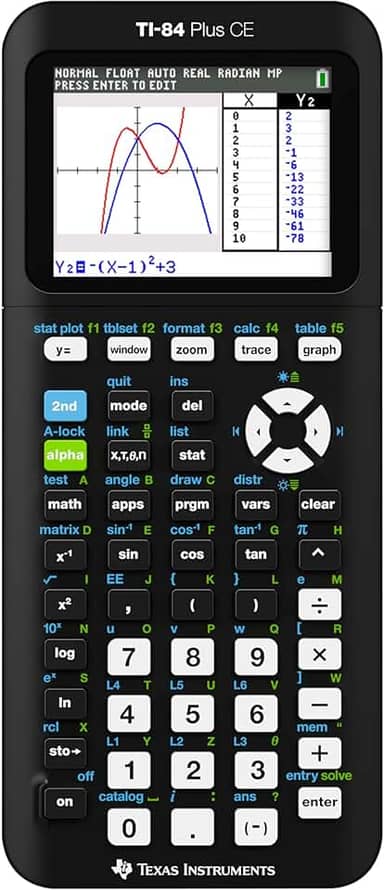 Texas Instruments Calculadora gráfica colorida TI-84 Plus CE, preta