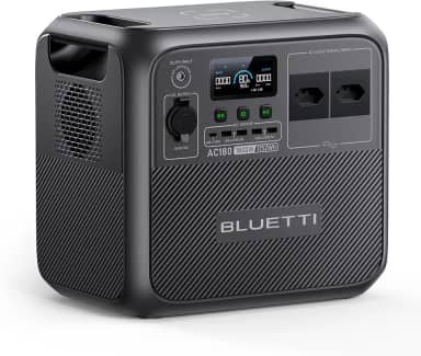 BLUETTI AC180 Gerador de Energia Solar, Bateria LiFePO4 de 1.152Wh, 0-80% em 45 Minutos, 2 Saídas CA 220V|1.800W (Pico de 2.700W), Estação de Energia Portátil para Camping, Falta de Energia