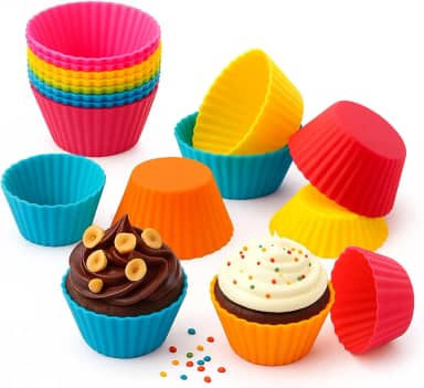 Formas de Silicone para Cupcake Multicor Sortidas Reutilizáveis Forno Air Fryer Conjunto com 12 Unidades ALENKO