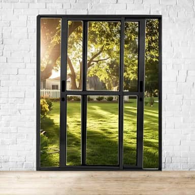 Porta Sacada de Alumínio 2 Folhas Móveis 210 X 120cm com Fechadura Linha 25 Preto